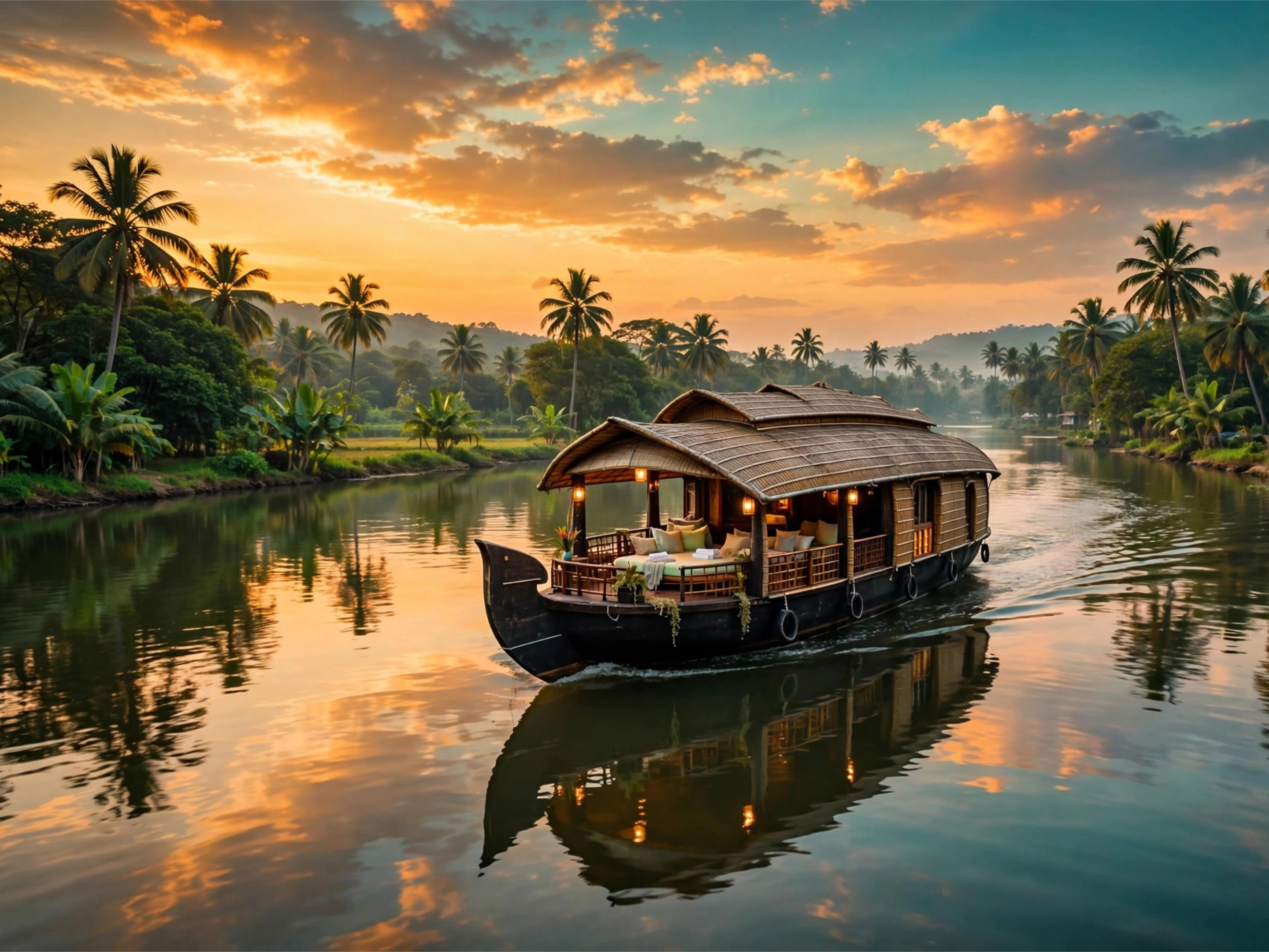 Sunrise over the Western Ghats hills in Kerala